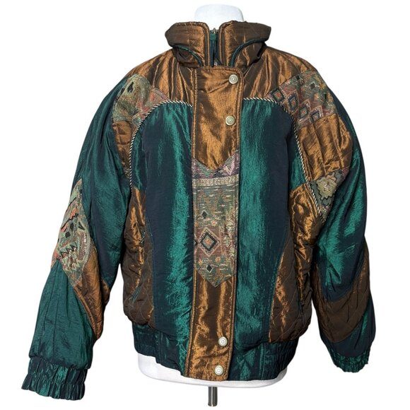 Vintage Ski Jacket East West Womens Size Medium Metallic Bronze Green - Picture 1 of 10